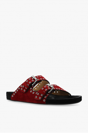 isabel marant lennyo grommet suede slides